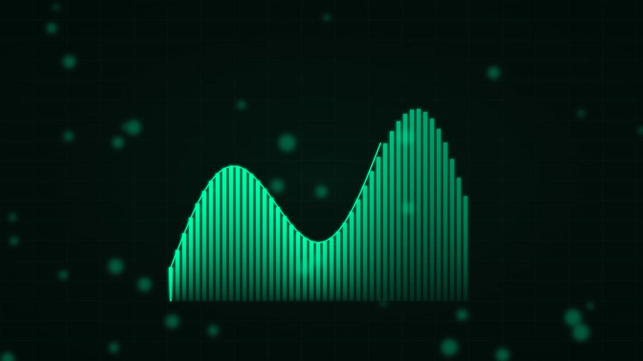 Animated Green Digital Bar Graph Rising on Dark Background