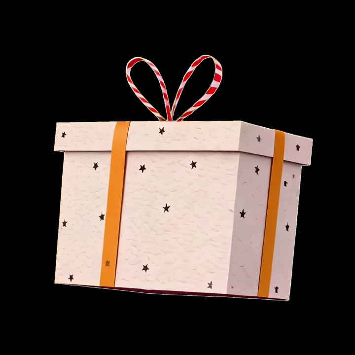 Scatola regalo fluttuante con motivo a stelle e nastro