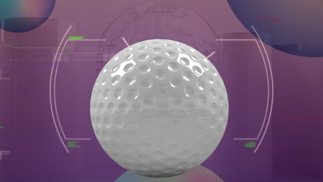 animación de la pelota de golf sobre el escaneo del alcance y el globo