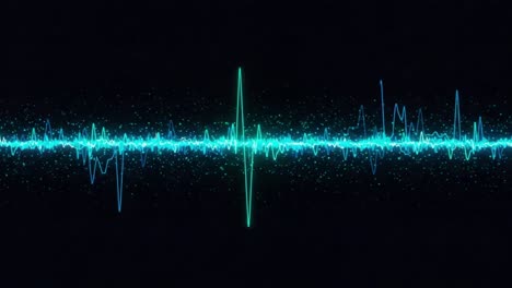visual representation of sound waves with dynamic frequencies and vibrant blue and green colors capturing the essence of audio and music technology