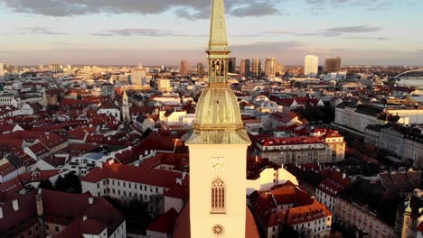 sint martin’s cathedral in bratislava captured by drone during sunset