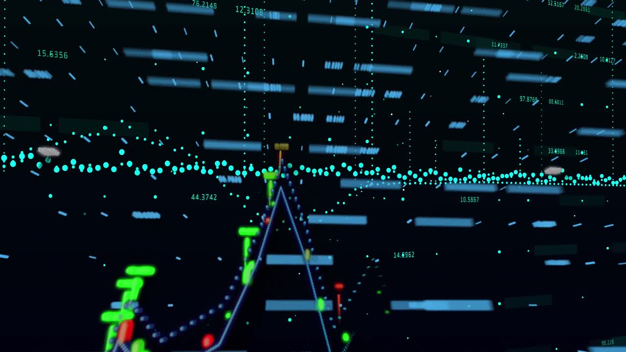 검은색 배경에 대한 통계 및 금융 데이터 처리의 애니메이션