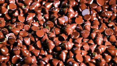 close-up view of chocolate chips moving