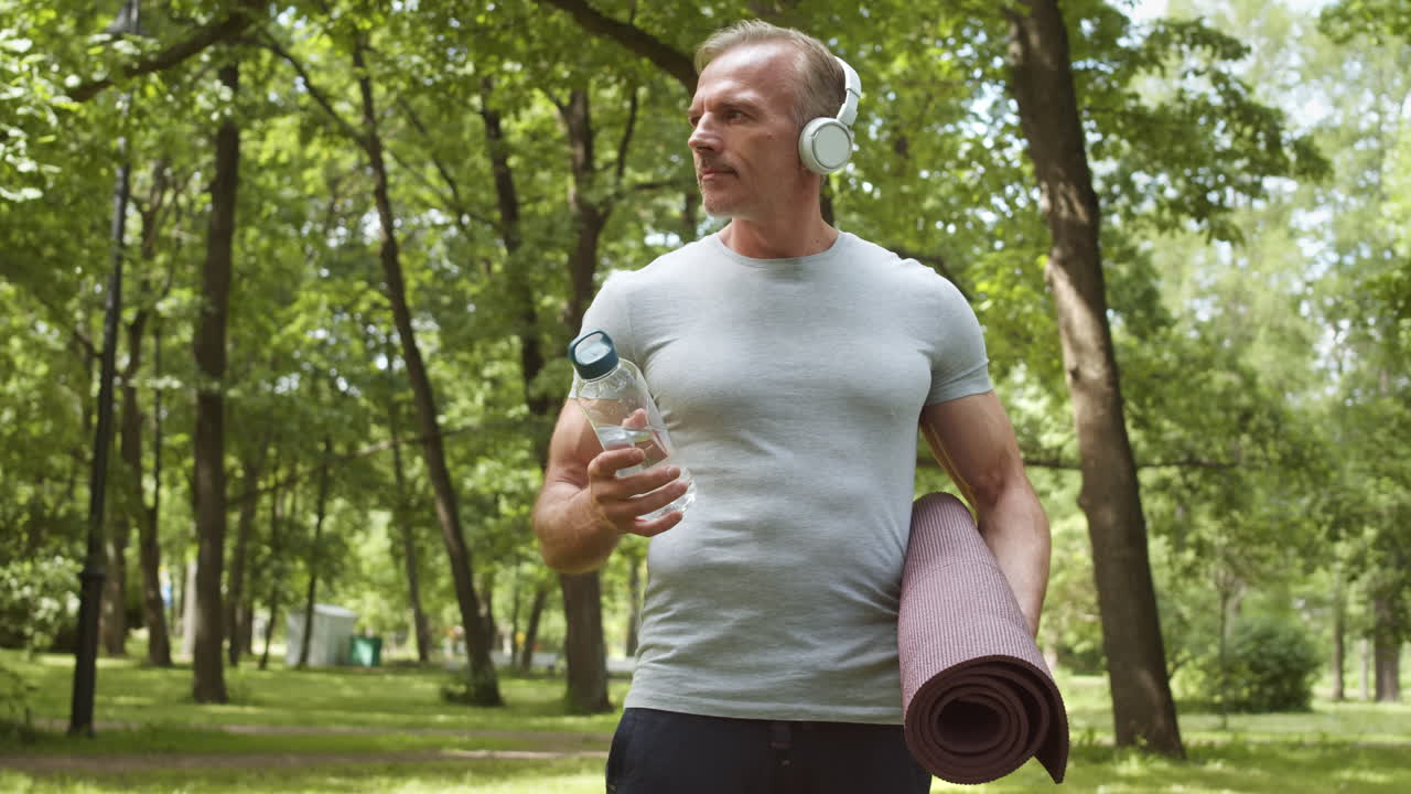 Man exercising outdoors in a park