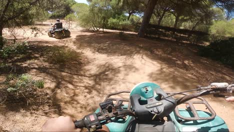 first person shot driving a wheel motorcycle through