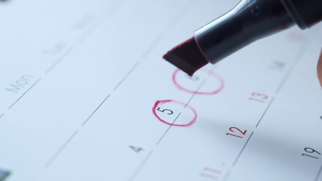 fecha de marcación en el calendario