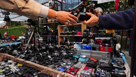 vintage camera market stall