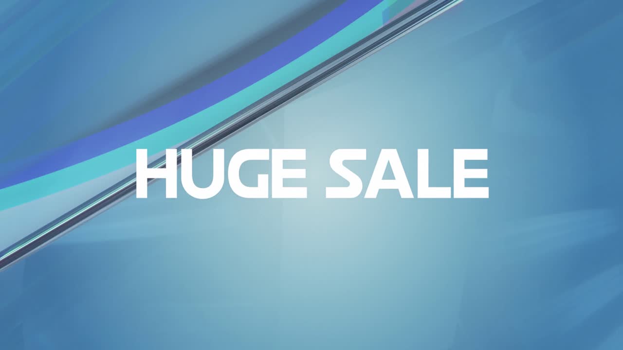 animación de un enorme texto de venta con formas sobre cristales brillantes.