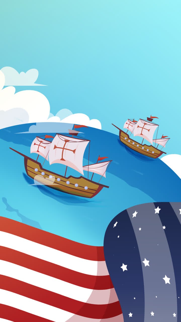 An animation of Gradient columbus day celebration background