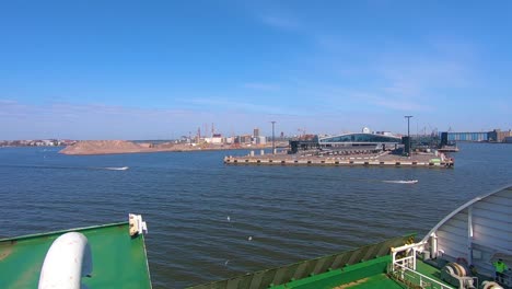 Ferry-Reached-Helsinki,-goes-inside-the-port