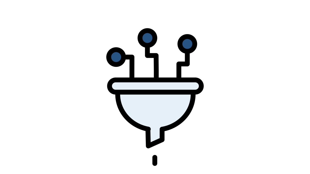 Animated Icon of Data Filtering Funnel