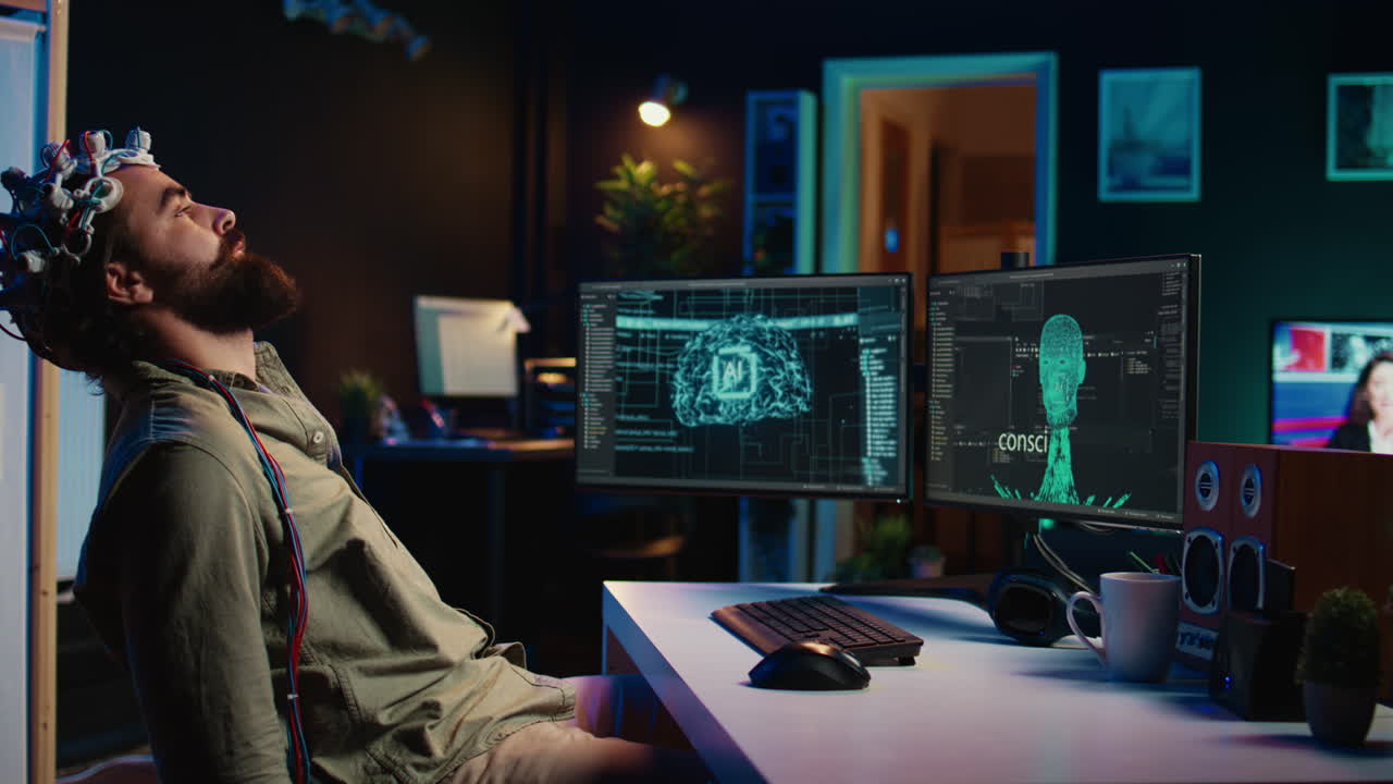 Programmer using EEG headset to upload his mind into PC, attaining immortality