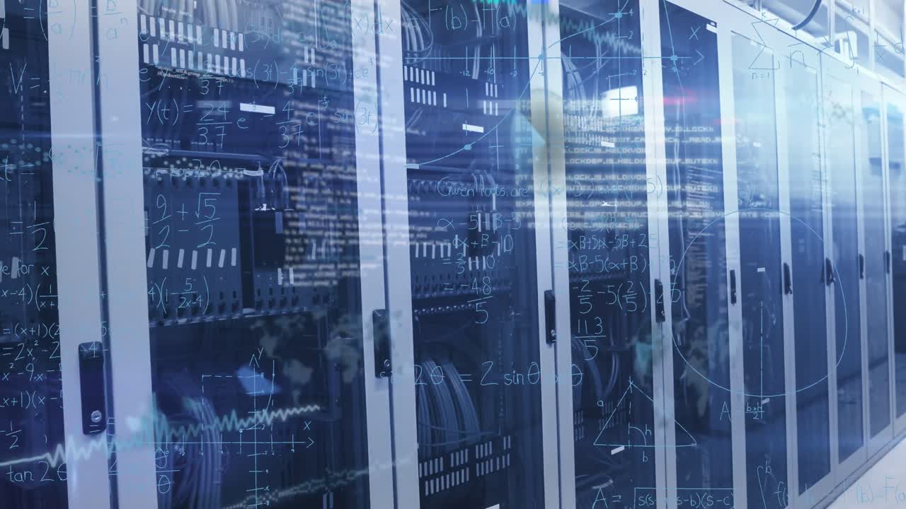 Animation of data processing over server room