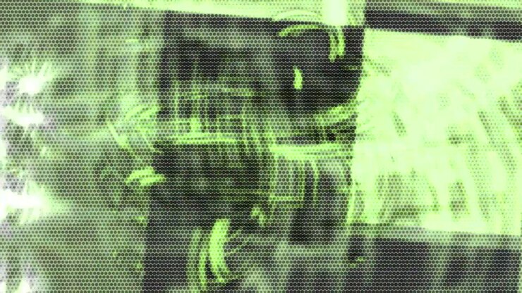 Computer generated animated moving motion background showing city landscape grids skylines