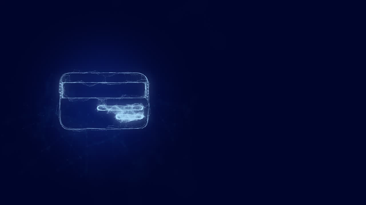 Credit card icon with plexus effect. Connected lines with dots. Lines plexus