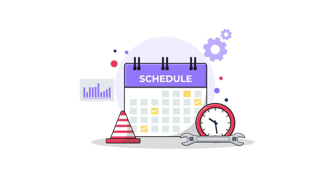 Animated Illustration of Schedule, Time Management, and Maintenance