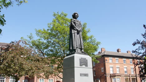 a statue of margaret thatcher prime minister of britain during the nineteen eighties