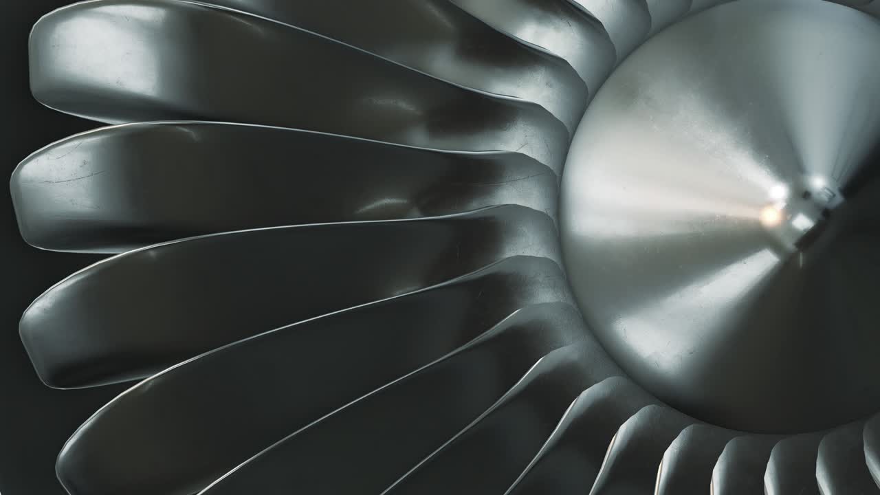 3D Rendering jet engine, close-up view jet engine blades. Closeup shot ...