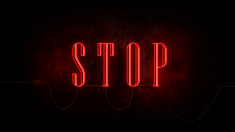 stop sing neon lights on concrete wall