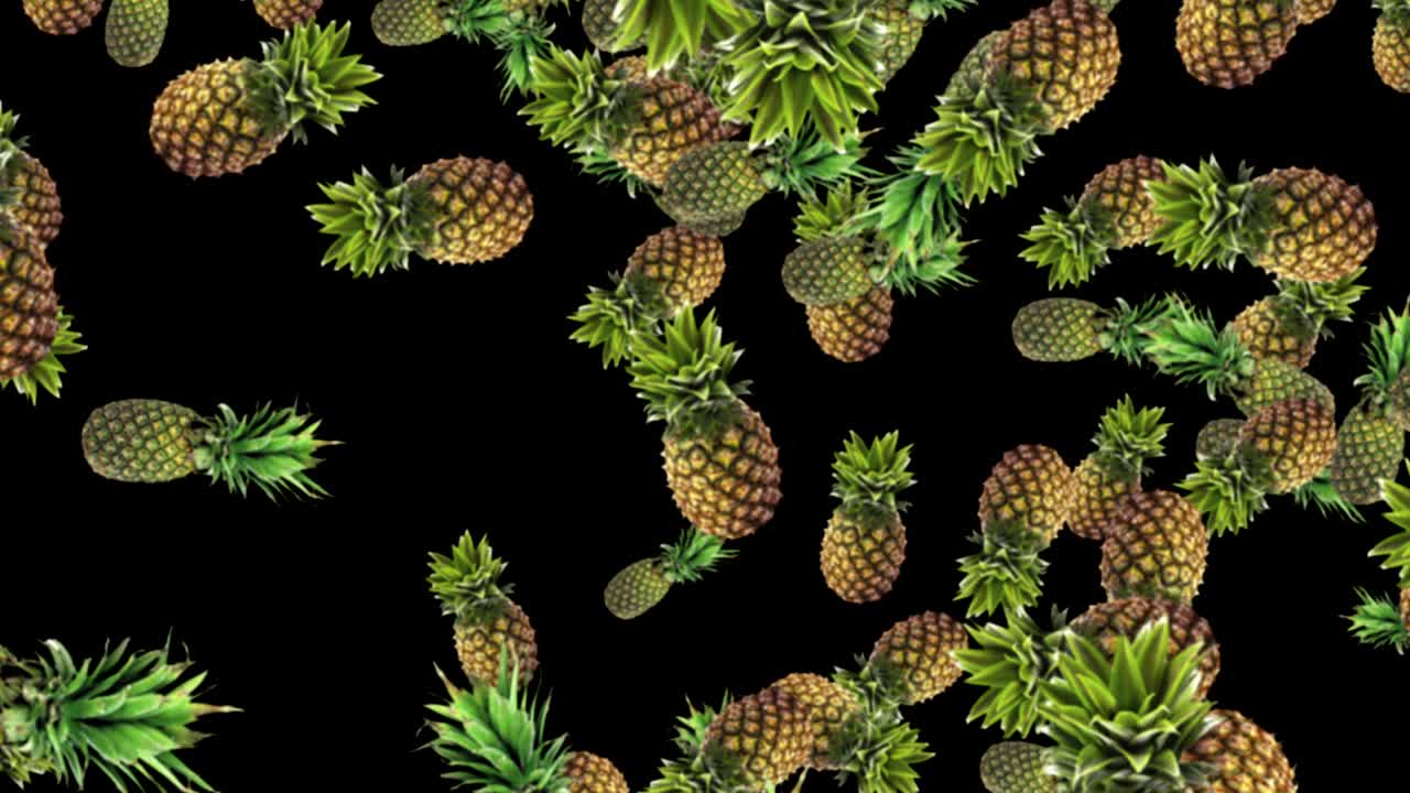 el fondo de las piñas que caen, bucle, 60 fps, con canal alfa