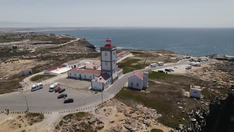 lighthouse of cape carvoeiro in peniche, sea and coastline of portugal