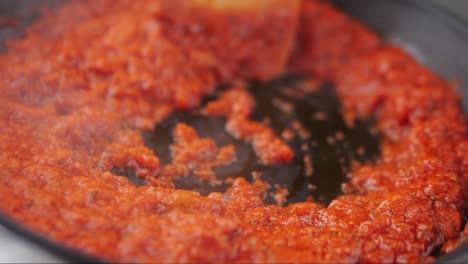 cocinar salsa de tomate en una sartén