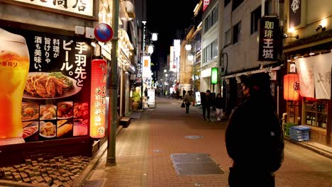 pedestrians walking on a lively urban street at night