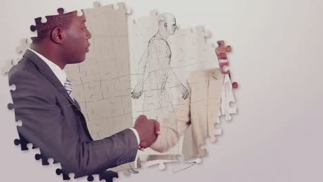 animación de un modelo humano digital sobre diversas personas de negocios