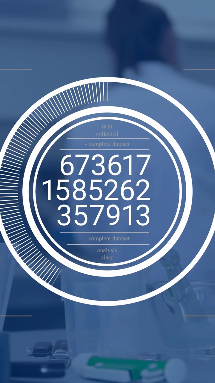 Vertical video: HUD appearing over lab bench, updating numbers and guiding lab worker actions