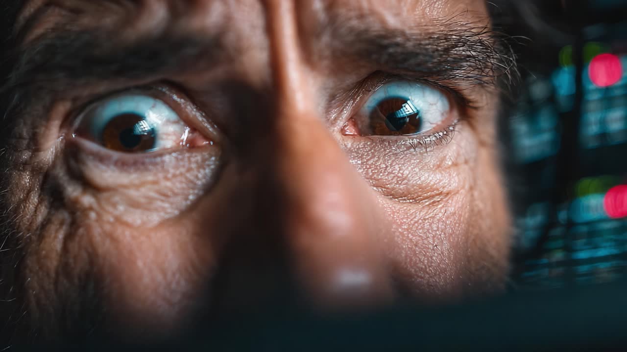 Intense Focus: A Close-Up of a Person's Alarmed Expression Captured in Two Frames, Highlighting the Depth of Emotion and Anxiety in a Critical Situation