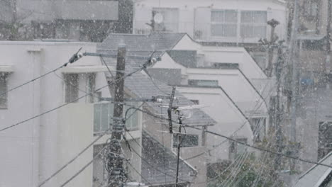 冬季在東京的一條村落下大雪