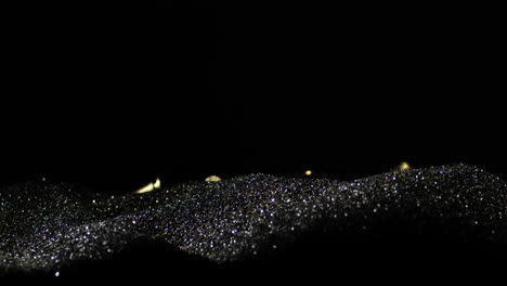 bullets falling over smokeless gunpowder with black backdrop