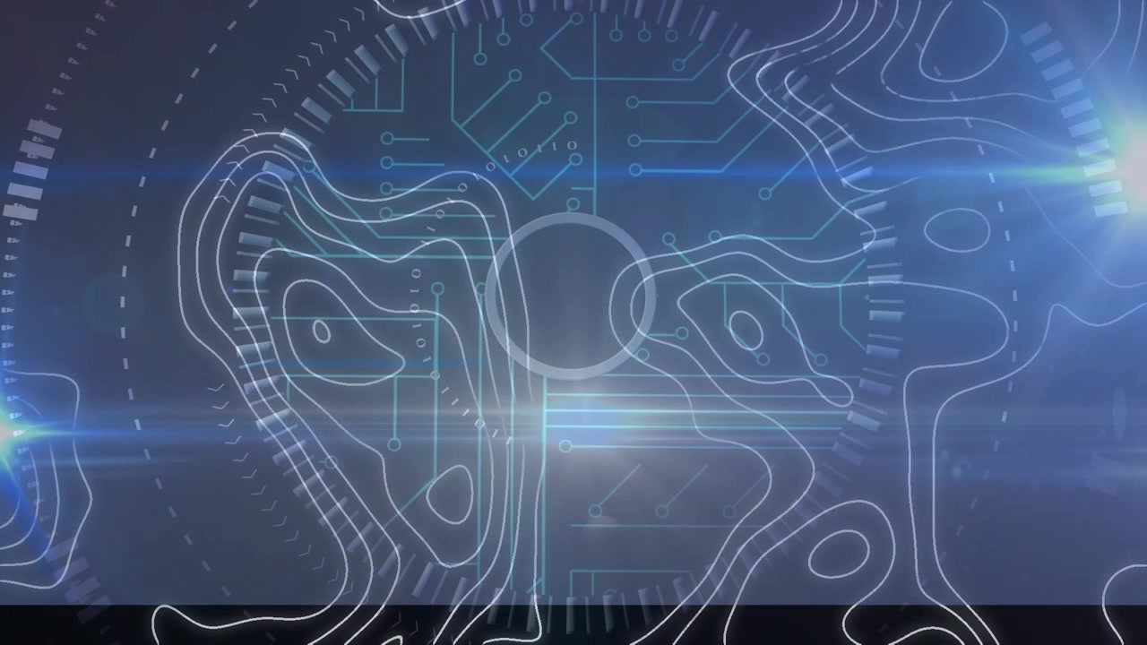 Animation of light passing through hud processing with abstract pattern on digital interface