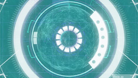 animation of scope scanning and globe of connections on green background