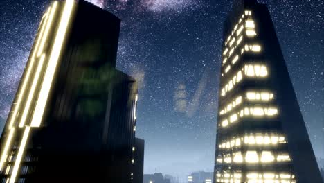 city skyscrapes at night