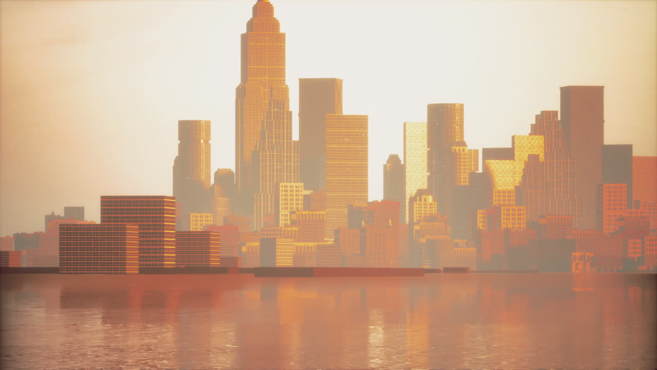 El impresionante horizonte de la ciudad al atardecer