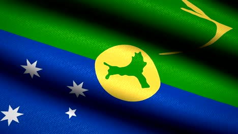 christmas island flag waving textile textured background. seamless loop animation. full screen. slow motion. 4k video