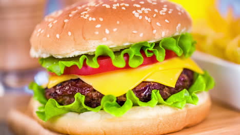 tasty and appetizing hamburger cheeseburger