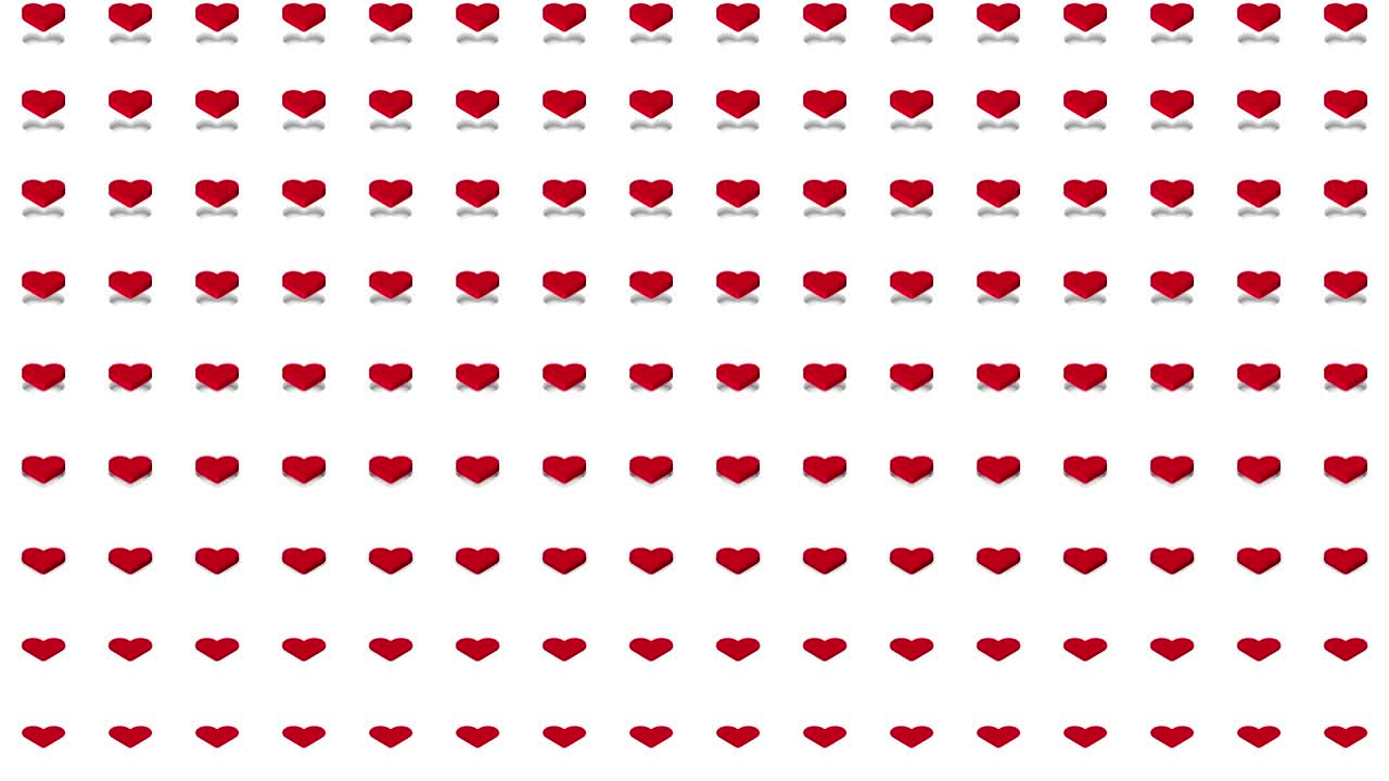 Sfondo isometrico romantico: cuori rossi, onda orizzontale