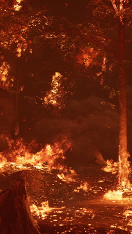 forest fire at night: raging inferno