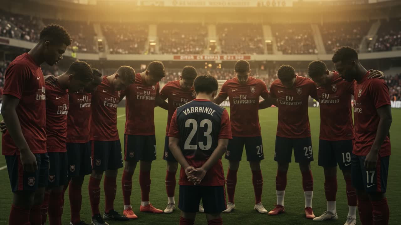 A Team in Unity: Players Gathered in Prayer Before the Match, Seeking Strength and Focus as They Prepare to Face Their Opponents on the Field of Competition