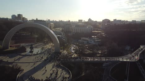 monument arch friendship of the ukrainian and russian peoples arch. kiev, ukraine