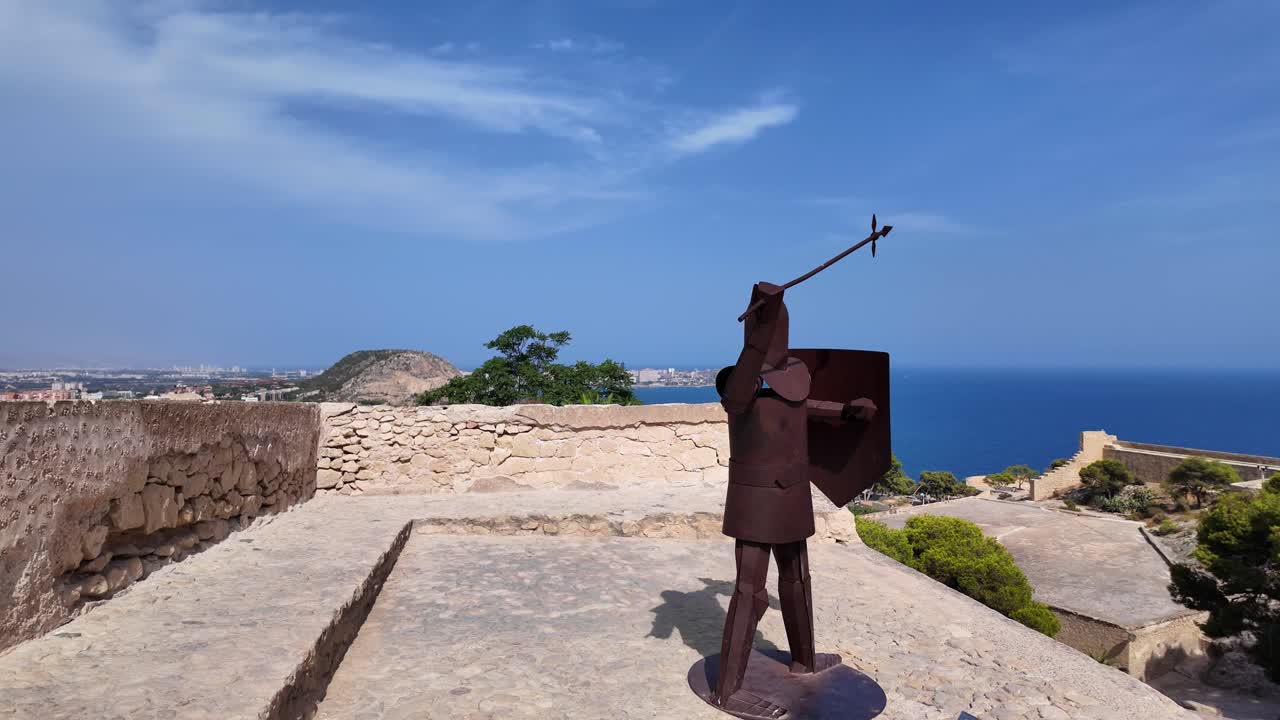 Statue of a Knight at Santa Barbara Castle in Alicante, Spain