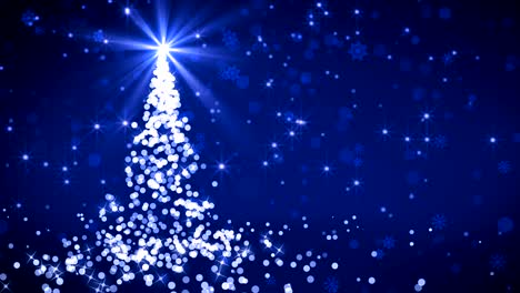 luces azules que caen árbol de navidad
