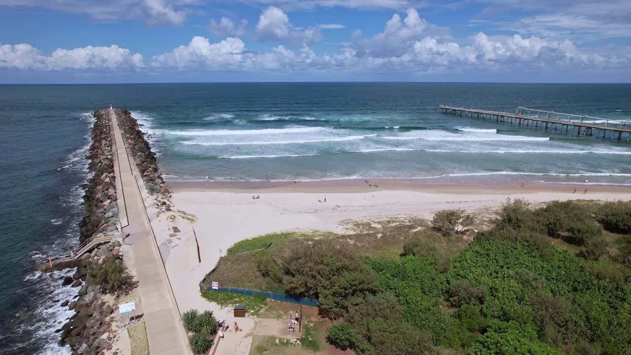 Aerial Shot Of The Spit Dog Beach In Queensland, Australia