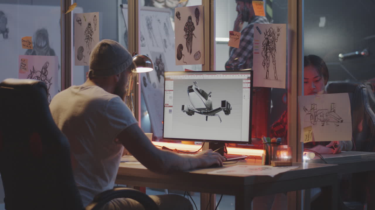 Team of Designers Working on 3D Model