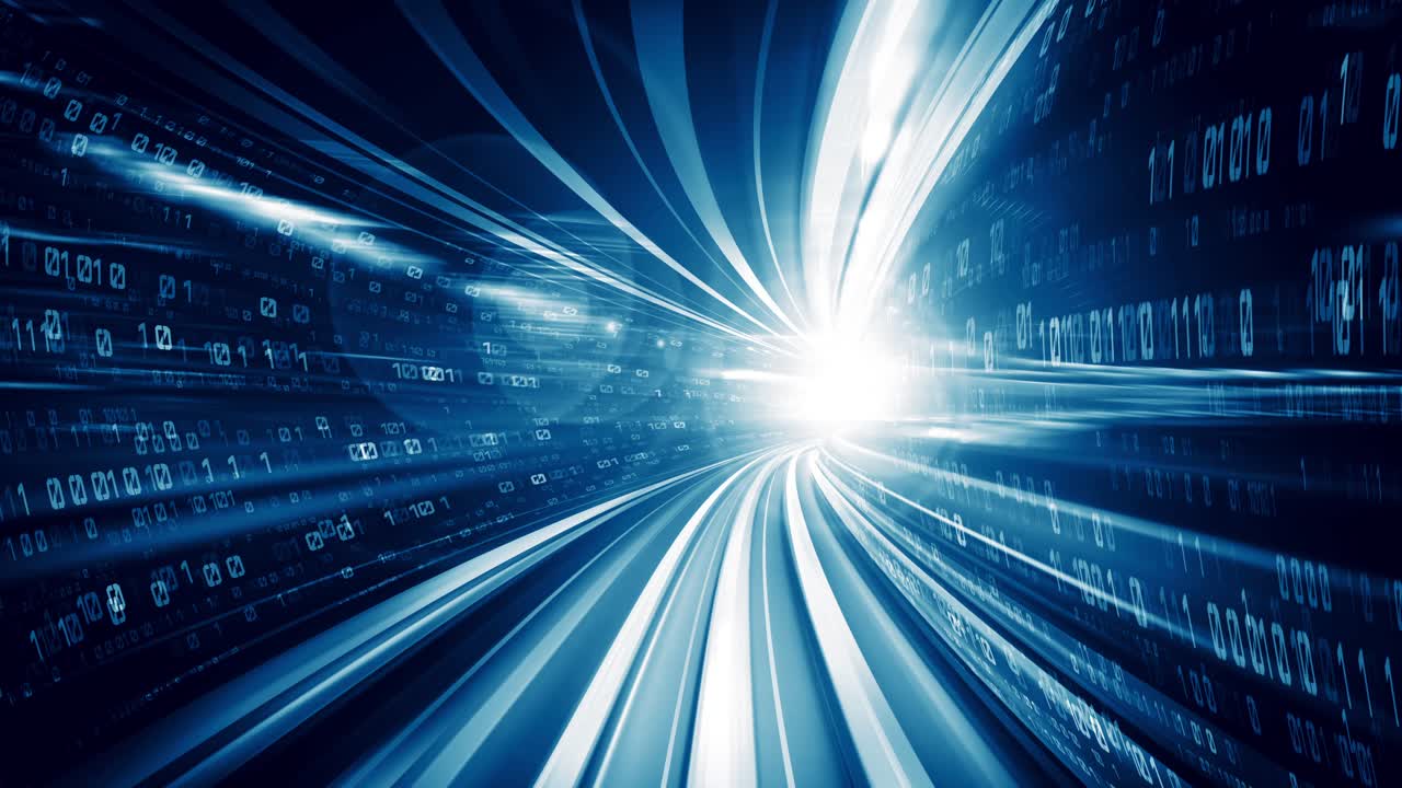 Loopable video of digital data flow on road in concept of program coding
