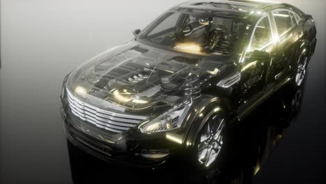 motor y otras partes visibles en el coche