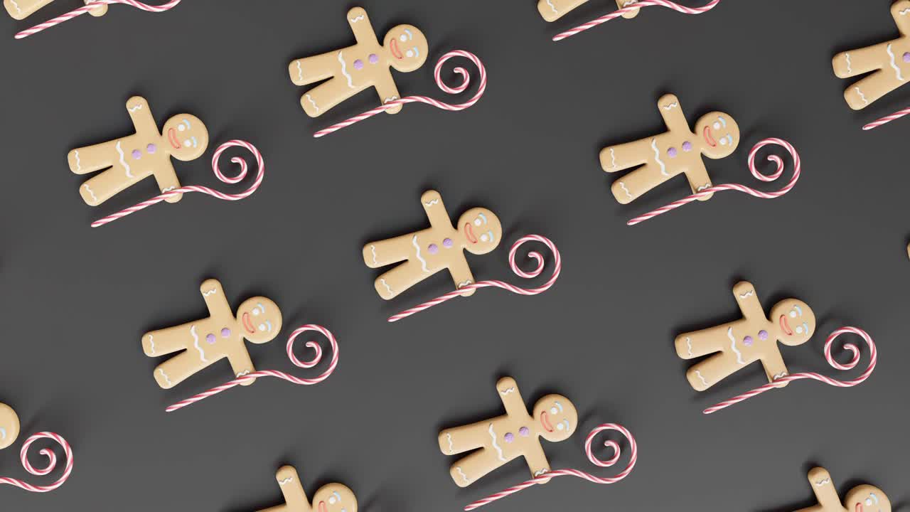 검은 바탕에 진저브레드 남자와 사탕 지 ⁇ 이 수직