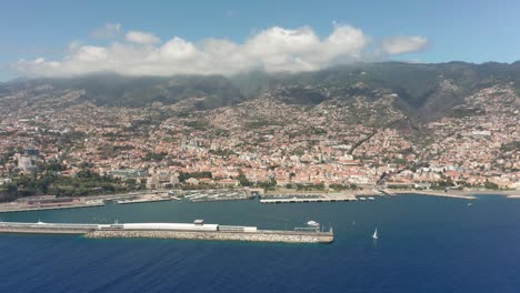 scenic atlantic ocean city funchal on mountain slope of madeira island